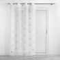 Voilage a oeillets 140 x 280 cm voile sablé brodé Ariella Blanc/rose