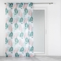 Voilage a oeillets 140 x 240 cm voile sablé imprimé Belline Blanc-émeraude