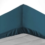 Drap housse 2 personnes 160 x 200 cm uni 57 fils lina Bleu
