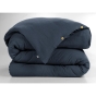 Housse de couette double gaze de coton luxe  240 x 220 cm Gaia Bleu foncé