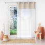 Voilage a oeillets 140 x 240 cm voile sablé + haut pompons Samira Blanc