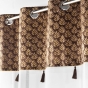 Voilage grande hauteur 140 x 280 cm voile sablé + haut velours Evie Choco