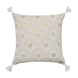 Coussin déhoussable avec pompons 45 x 45 cm – Polycoton imprimé métallisé Layoa