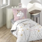 Pack parure de couette enfant 140x200 cm Lilirose + drap housse 90x190 cm Blanc