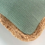 Coussin déhousssable passepoil 30 x 50 cm polycoton +jute Akina Sauge