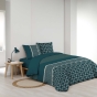 Pack parure de couette 220 x 240 cm Houston+ drap housse (140) Emeraude