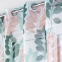 Voilage a oeillets 140 x 240 cm voile sablé imprimé Belline Blanc-émeraude