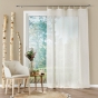 Voilage a oeillets bois 140 x 240 cm voile tissé Minalisa Beige