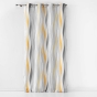 Rideau déco a oeillets 140 x 260 cm polyester imprime Ondulys Jaune/Blanc
