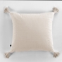 Coussin déhoussable avec pompons gaze de coton 40 x 40 cm gaïa pampa Naturel