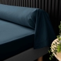 Taie de traversin 85 x 185 cm percale uni 78 fils percaline  +p bourdon Bleu Nuit