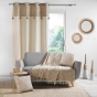 Lot de 4 Rideaux à Œillets - 140 x 240 cm - Polycoton Uni avec Haut Métallisé Sultan Or