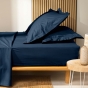 Lot de 2 draps housse King size 180 x 200 cm en coton bio Biolina Bleu