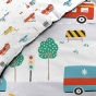 Pack parure de couette enfant 140x200 cm Voiture + drap housse 90 x 190 x 30 Blanc