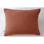 Taie d'oreiller gaze de coton brodée fil or 50 x 70 cm Gaia Chic Terracotta