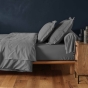 Drap housse 2 personnes 180 x 200 cm uni 57 fils lina Anthracite