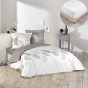 Pack housse de couette Goyave 200x200 cm + drap housse 140x190 Blanc
