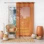 Voilage a oeillets 140 x 240 cm voile sable + bandes en jute Terracotta