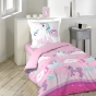 Pack parure de couette enfant 140x200 cm Licorne + drap housse 90x190 Blanc