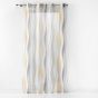 Voilage a oeillets 140 x 240 cm voile sable imprime ondulys Jaune/blanc