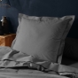Taie d'oreiller 63 x 63 cm uni 57 fils lina  +point bourdon Anthracite