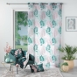Panneau a oeillets 140 x 280 cm voile sable imprime belline Blanc/emeraude