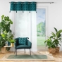 Voilage grande hauteur 140 x 280 cm voile sablé + haut velours Palmina Bleu