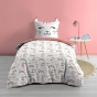 Pack housse de couette enfant 140 x 200 cm Chatchat + drap housse 90 x 190 Rose