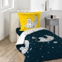 Pack parure de couette enfant 140x200 cm Astronaute + drap housse 90x190 Blanc