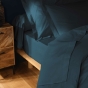Drap housse 1 personne 90 x 200 cm uni 57 fils lina Bleu