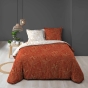 Pack parure de couette 240 x 220 cm Belflore brique + drap housse 140 x 190 x 30 Paprika
