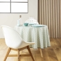Nappe ronde (0) 180 cm polyester imprime metallise piana Sauge