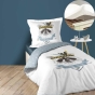 Pack parure de couette enfant 140x200 cm Filou + drap housse 90x190 Blanc