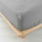 Drap housse 2 personnes 140 x 190 cm double gaze coton 57 fils Angelia Gris