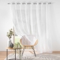 Lot de 2 voilages grande largeur 300 x 240 cm voile sablé Lissea Blanc
