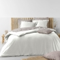 Pack housse de couette 220 x 240 cm coton lavé 57 fils Stonalia Blanc + Drap housse 140x190 Blanc