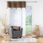 Voilage grande hauteur 140 x 280 cm voile sablé + haut velours Evie Choco