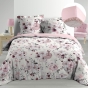 Pack Housse de couette 220x240 cm Percale luxe Flower Blanc + drap housse 140x190 Rose