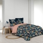 Housse de couette imprimée 260 x 240 cm + 2 taies 100% coton Guinea bleu
