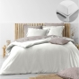 Pack housse de couette 220 x 240 cm coton lavé 57 fils Stonalia Blanc + Drap housse 140x190 Blanc