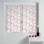 Paire droite passants 2 x 60 x 160 cm voile sable brode petite fleur Blanc/Rouge