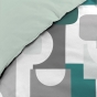 Housse de couette 240 x 220 cm polycoton  52 fils + 2 taies Geomelo Sauge