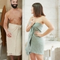 Drap de Douche Gaïa 70 x 130 cm – Gaze de Coton Unie Eucalyptus