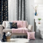 Rideau a oeillets 140 x 260 cm polyester imprime metallise bloomy Blanc/argent