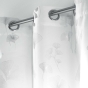 Rideau a oeillets 140 x 260 cm polyester imprime metallise bloomy Blanc/argent