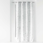 Rideau a oeillets 140 x 260 cm polyester imprime metallise bloomy Blanc/argent