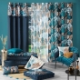 Rideau a oeillets 140 x 240 cm en coton + haut metallisé Alianor Bleu