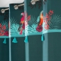 Rideau a oeillets 140 x 240 cm coton uni + +pompons Caracas Bleu