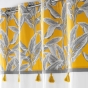 Rideau tamisant en coton 140 x 240 cm + pompons Isibelle Jaune