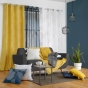 Rideau a oeillets 140 x 260 cm polyester imprime metallise lineor Blanc/or